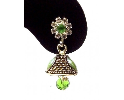 TINY Silver Oxidized Earrings Jhumka Jhumki Jewelry Bollywood Drop Dangle EA191